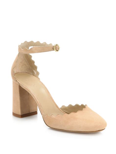 chloe scalloped pumps|chloe lauren block heel pump.